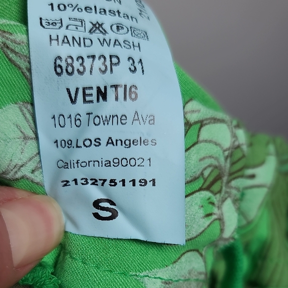 Venti6 Crinkle Green Tropical Print Jogger Drawstring Waist Pants Size Small - Picture 4 of 16